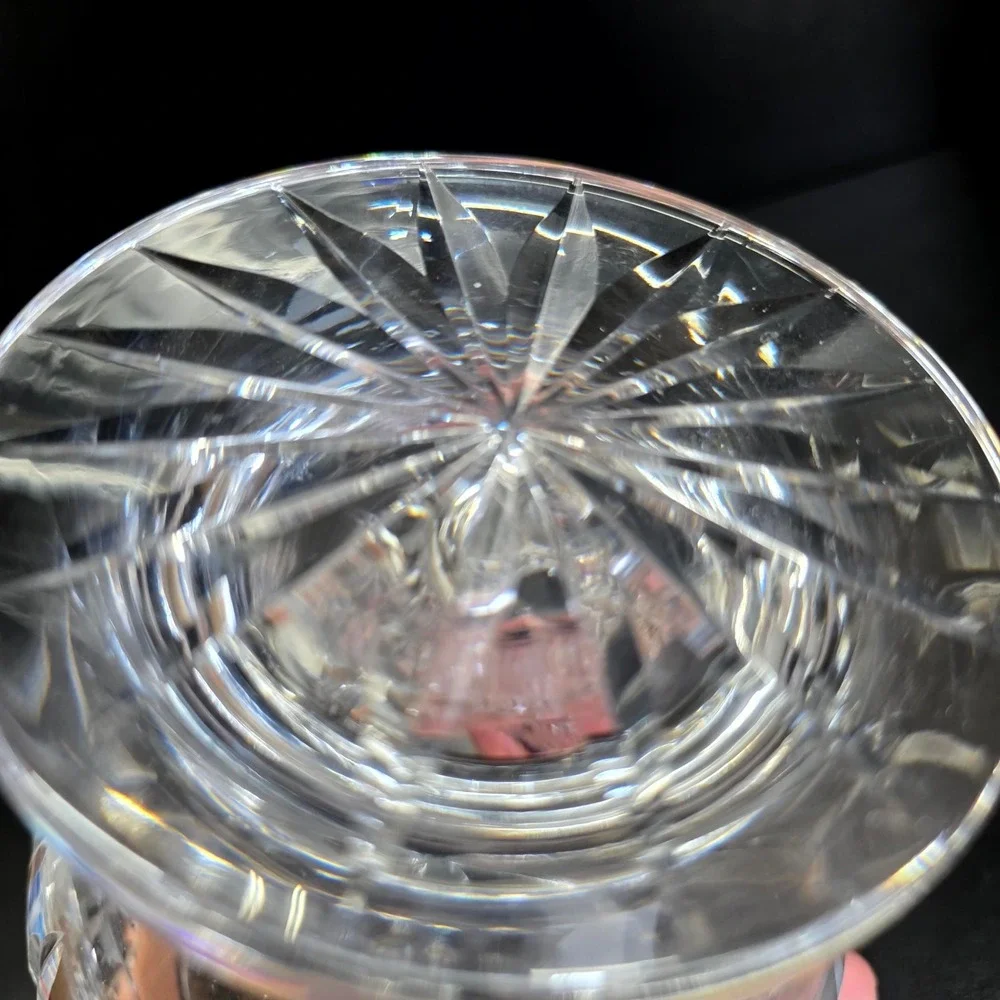 Vintage Cut Lead Crystal Pedestal Vase Compote Clear Diamond Pattern 7